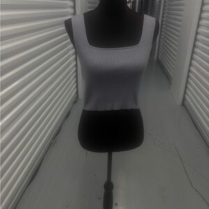 Gray Fitted Crop Tank Top